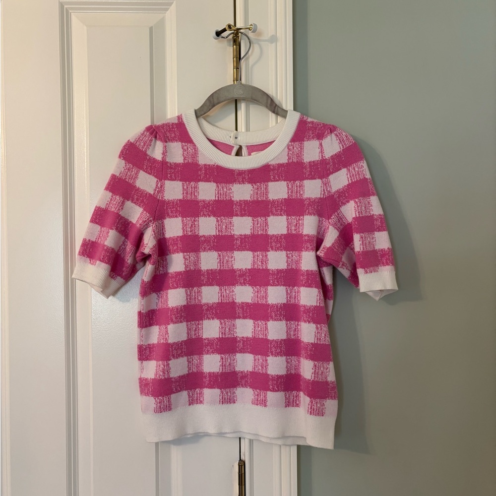 Anthropologie Pink and White Knit Top XXS